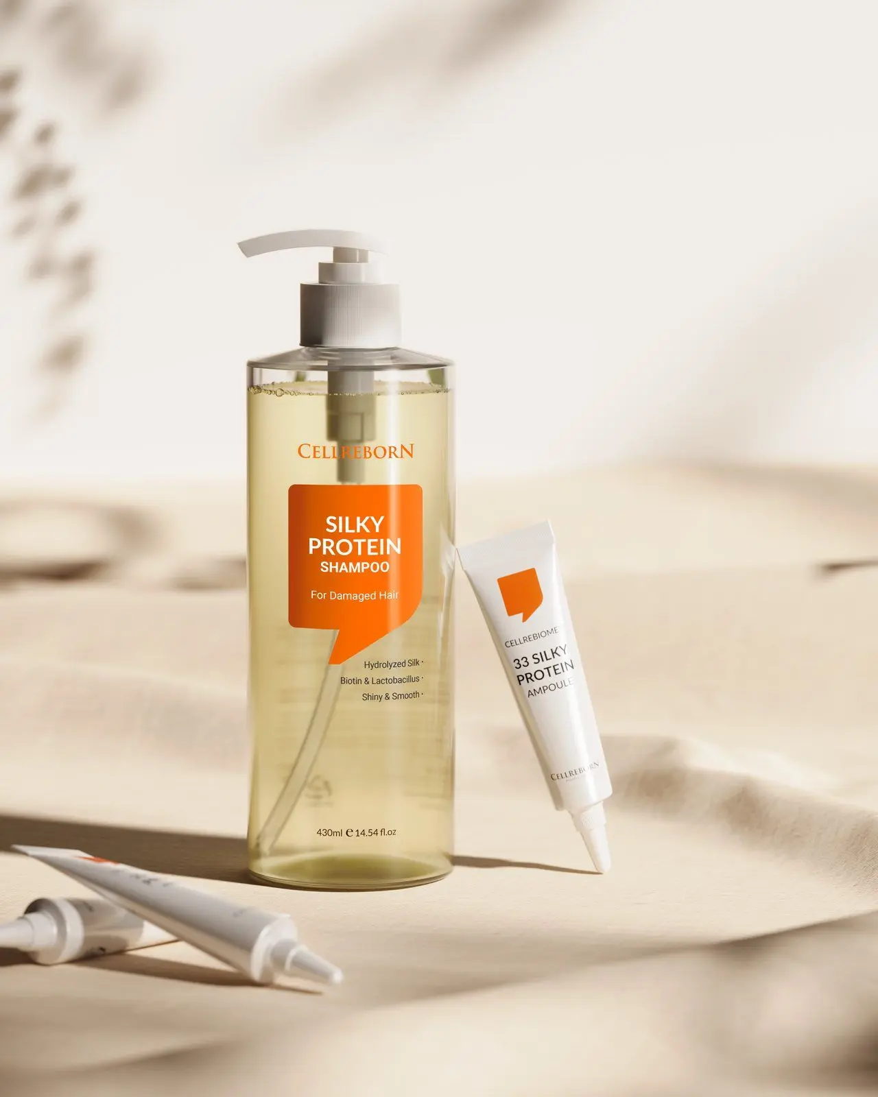 CELLREBORN Silky Protein Shampoo, styled photo (China label)