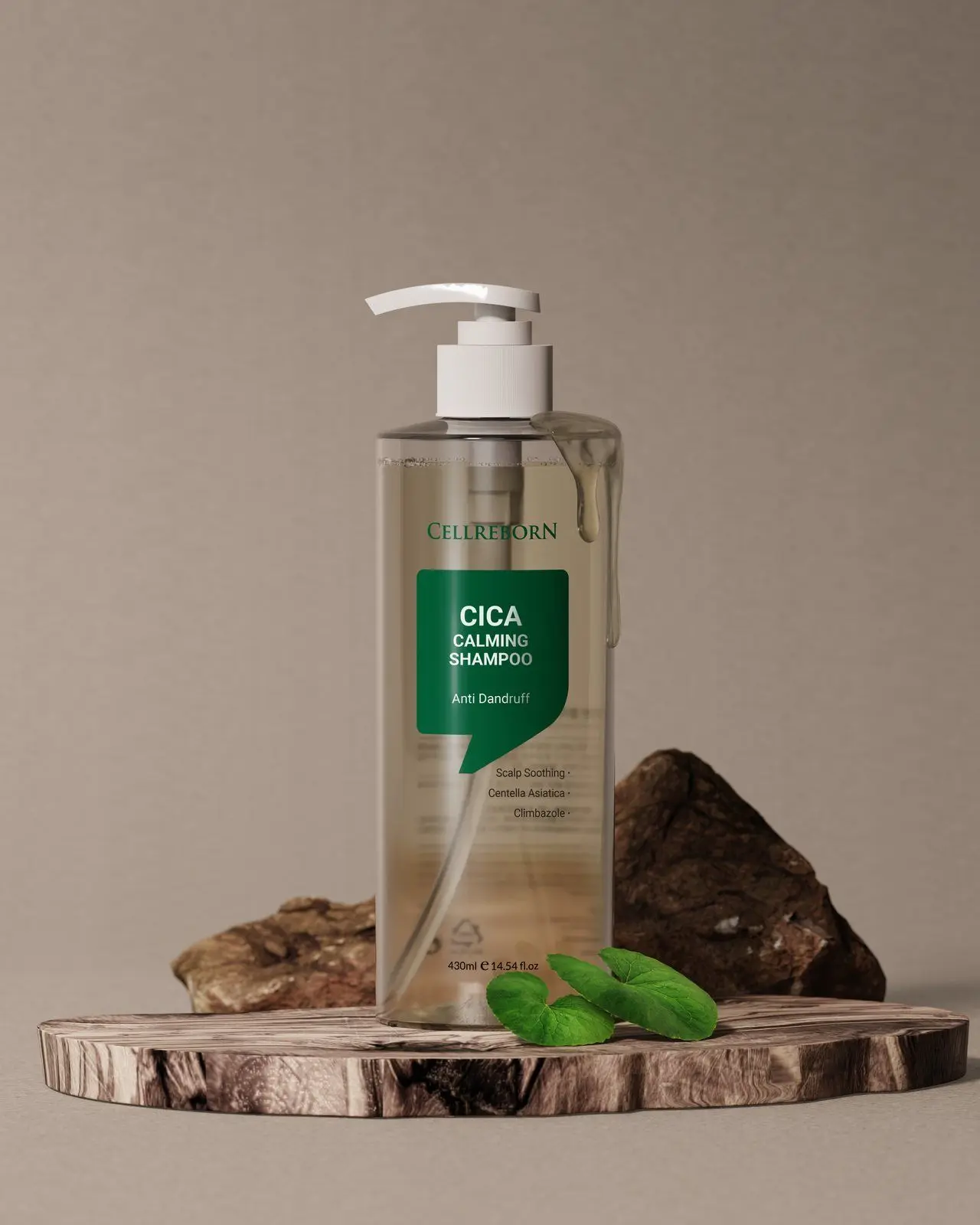 CELLREBORN Cica Calming Shampoo, styled photo (China label)