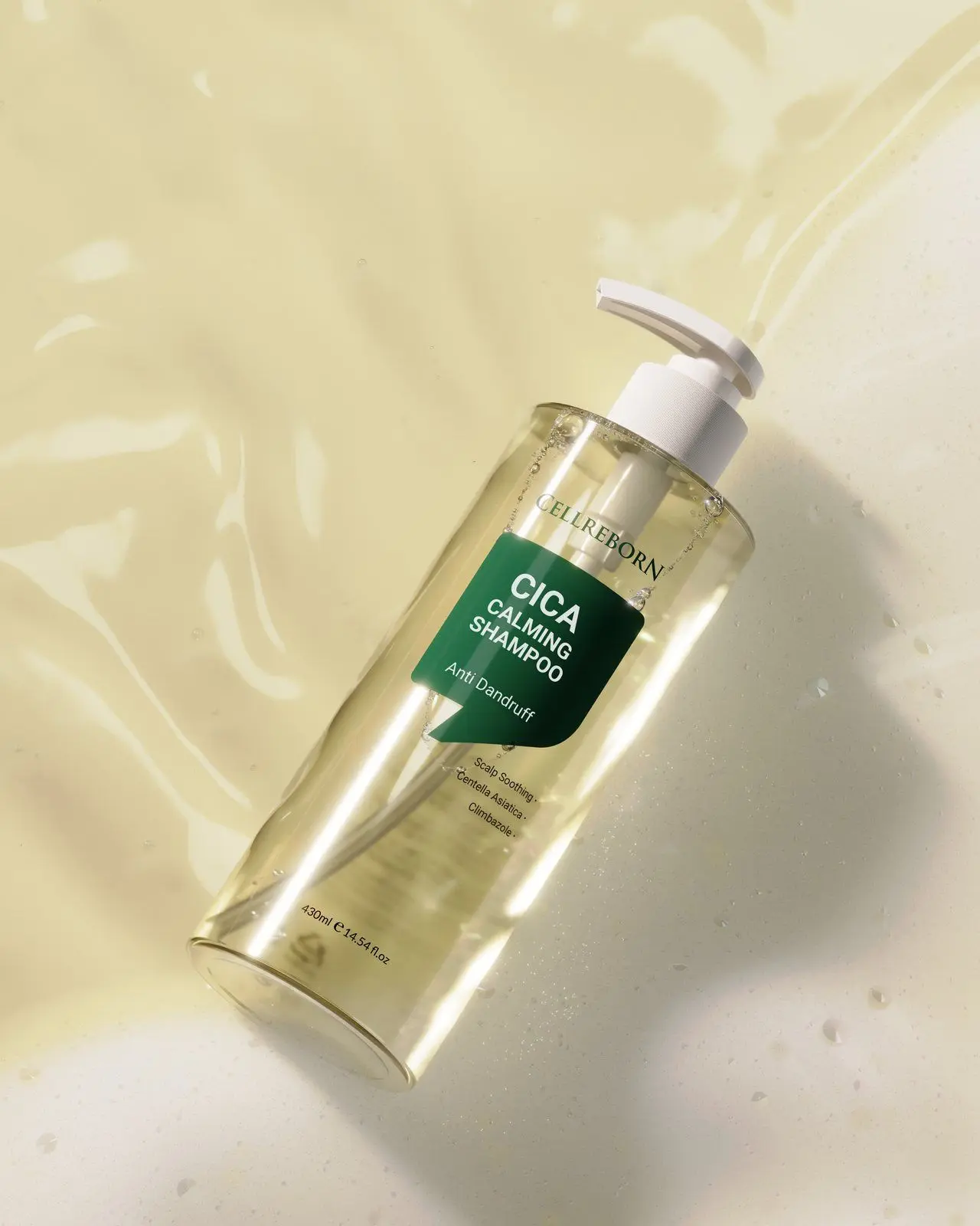 CELLREBORN Cica Calming Shampoo, styled photo (China label)