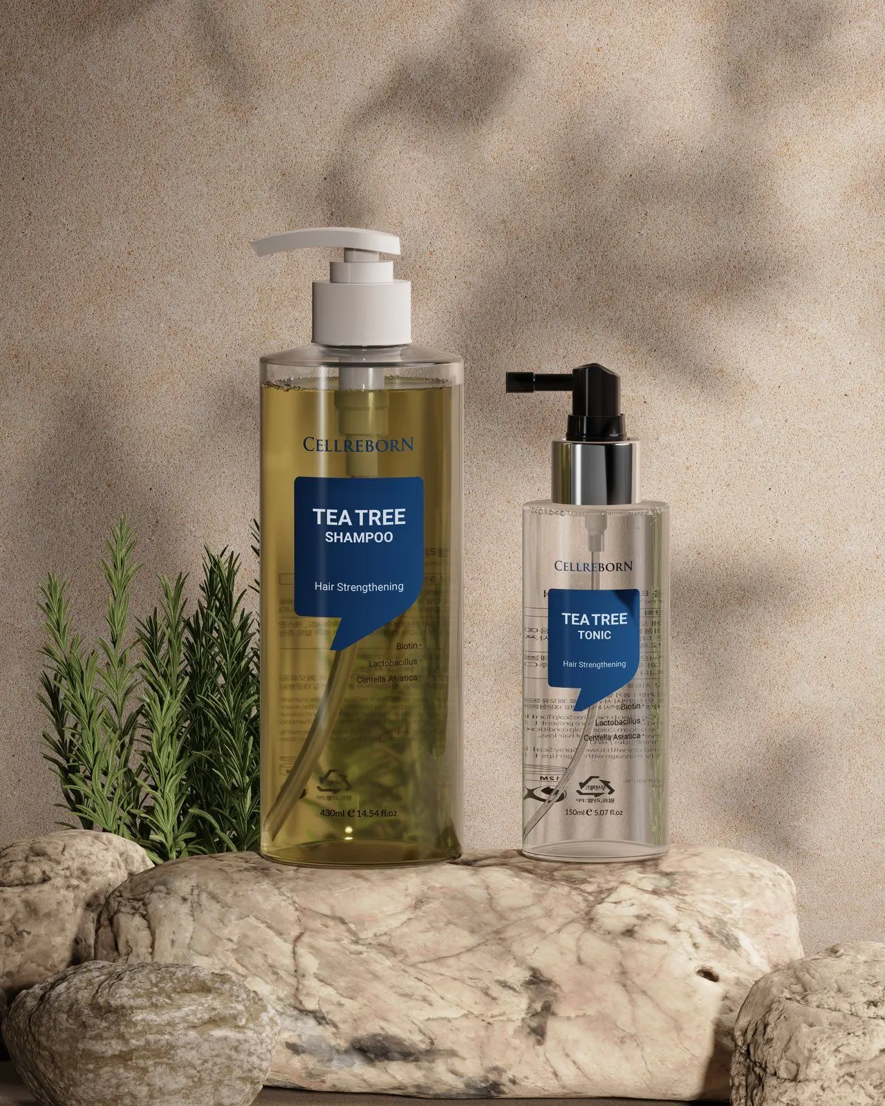 CELLREBORN Tea Tree Shampoo, styled photo (China label)