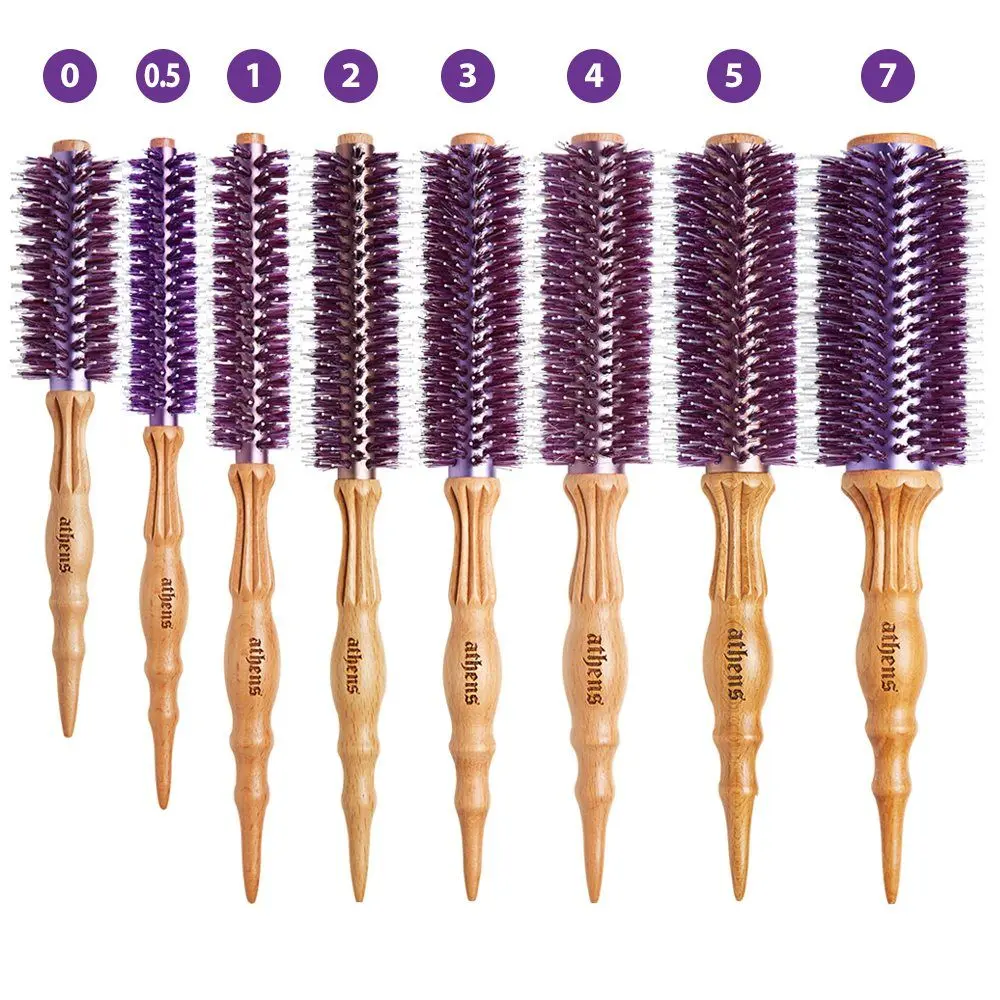 Athens Goddess Roll Brush size lineup with numbered markers from 0 to 7