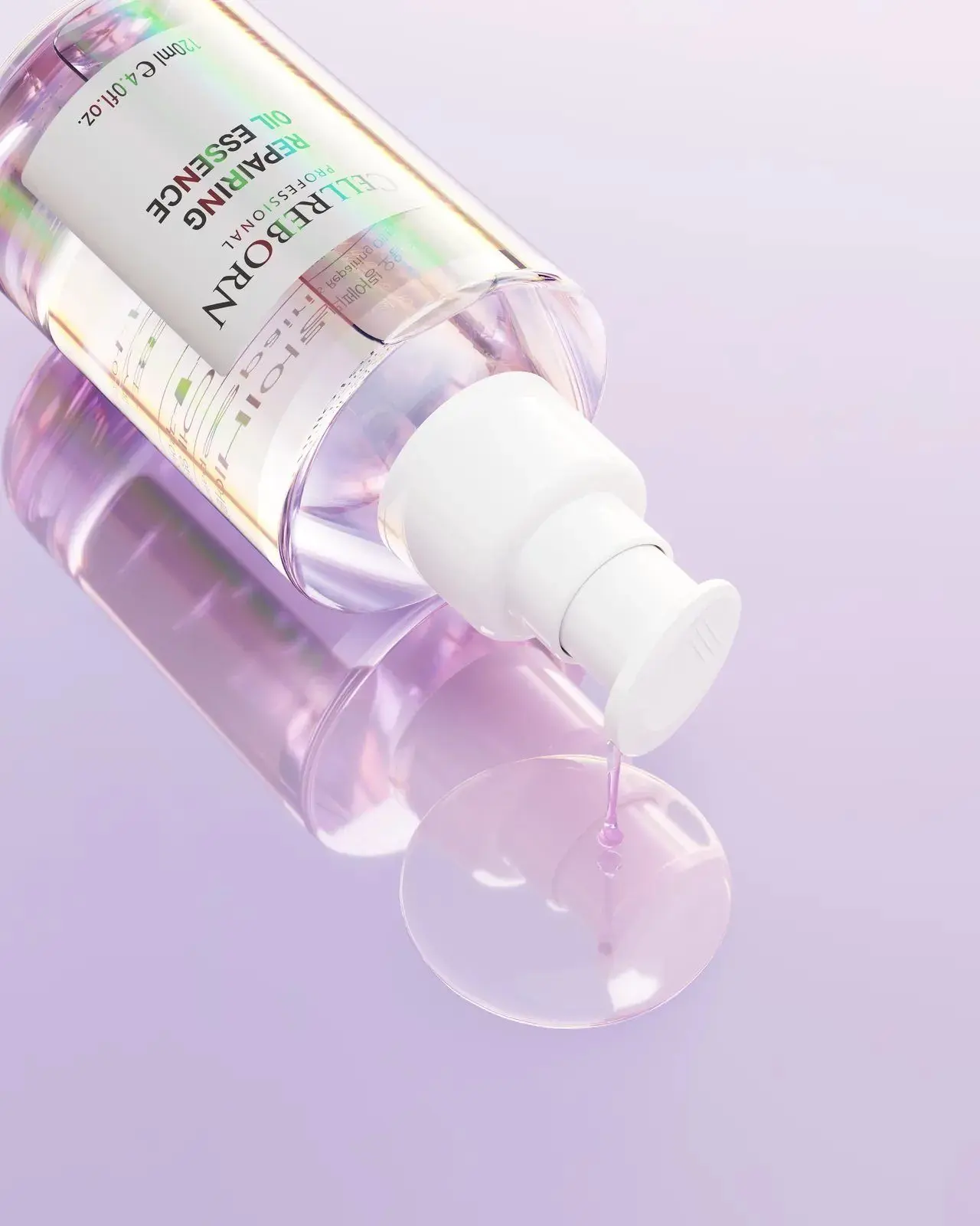 CELLREBORN Athens Repairing Oil Essence bottle on a lilac set