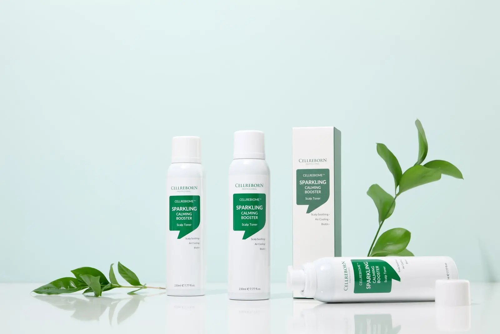 Cellrebiome Sparkling Calming Booster, styled product photograph