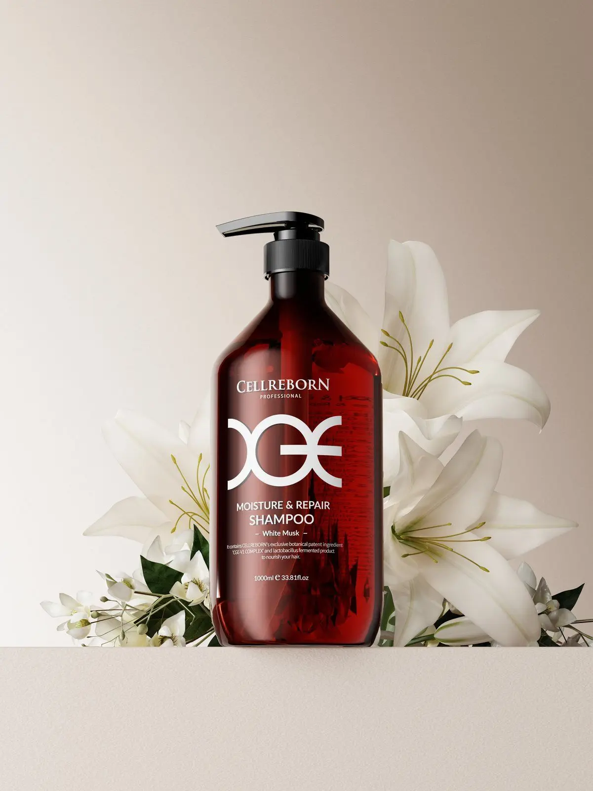 CGE Moisture & Repair Shampoo, styled product photograph