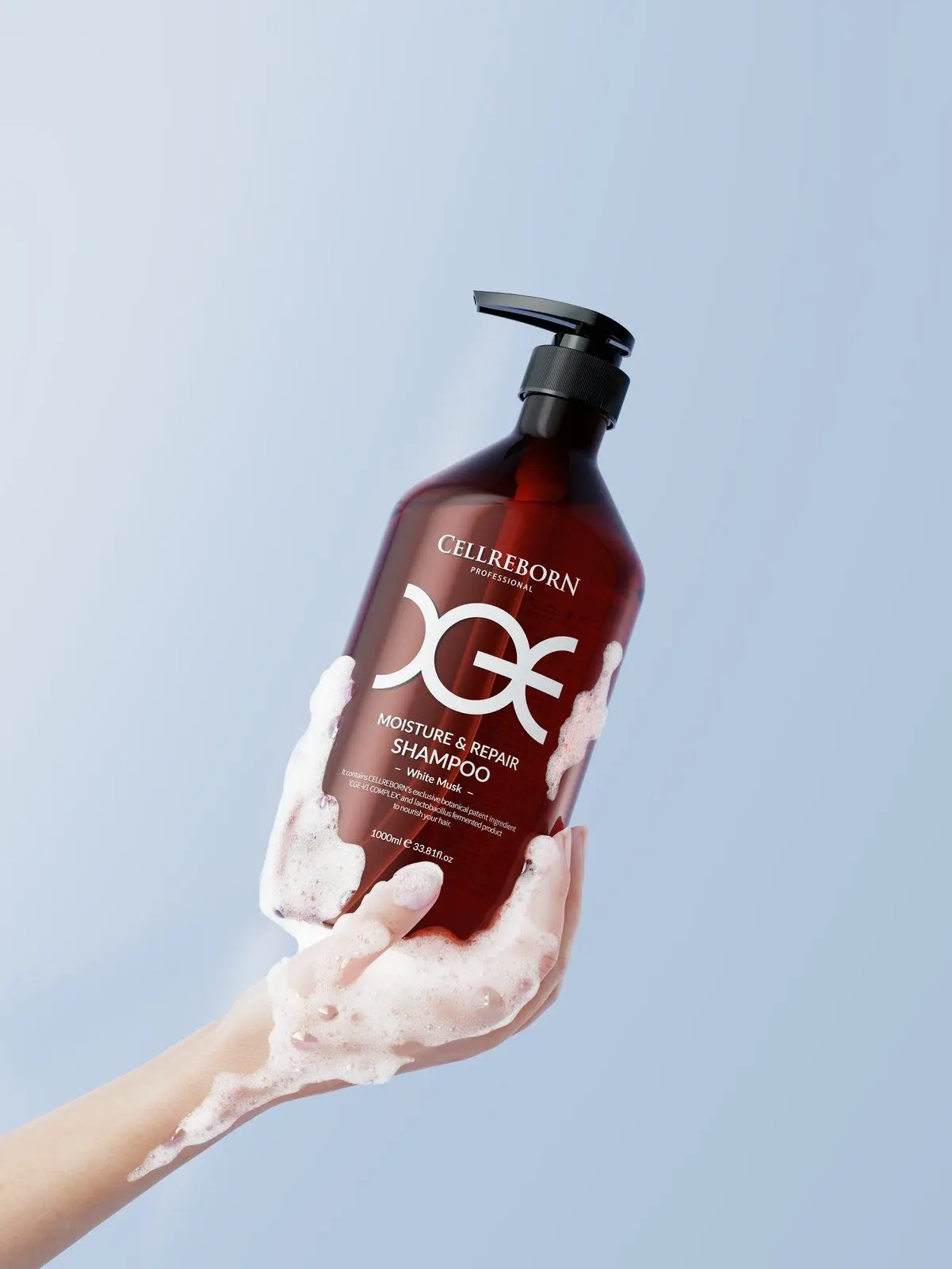 CGE Moisture & Repair Shampoo, styled product photograph