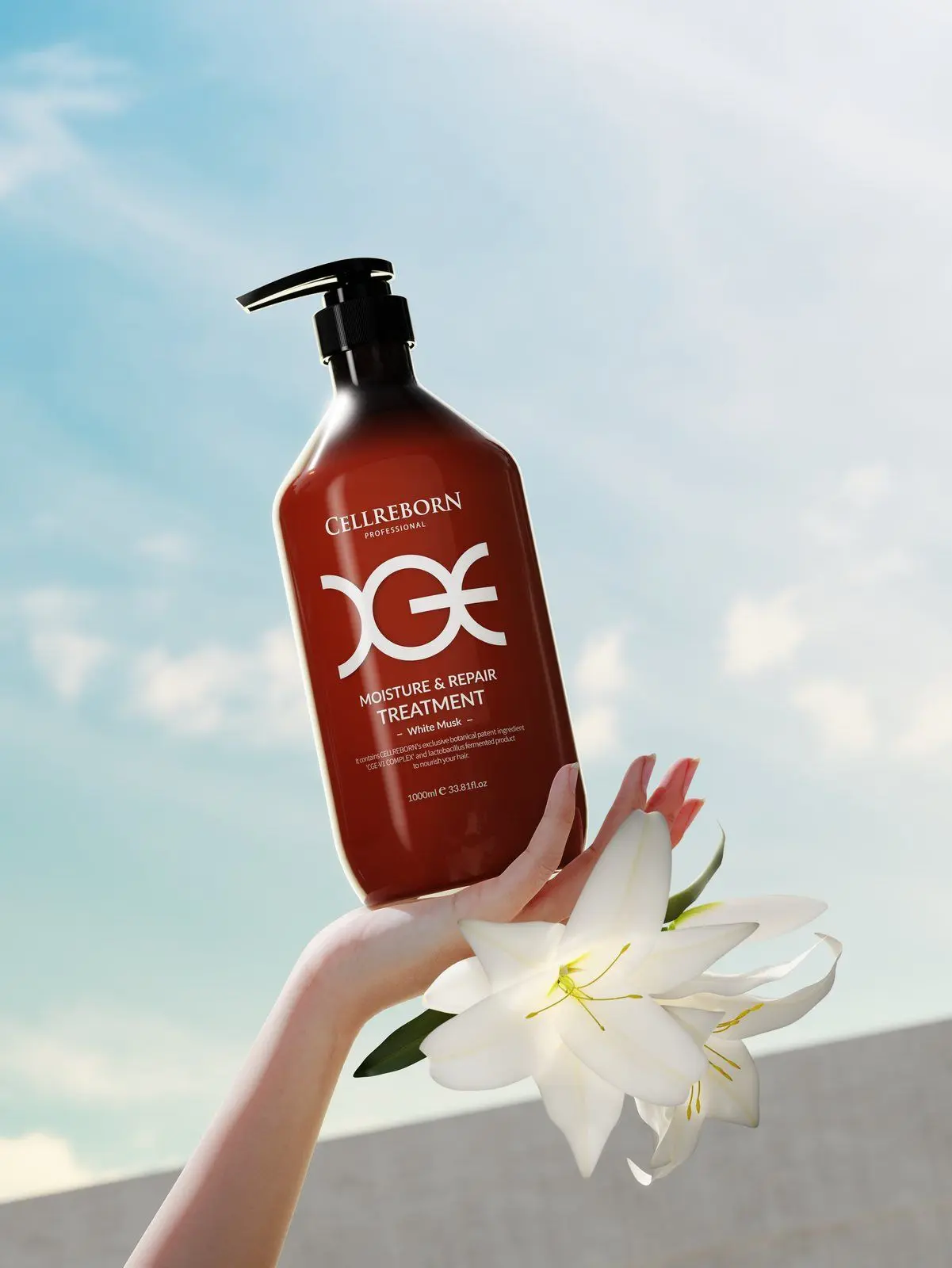 CGE Moisture & Repair Treatment, styled product photograph