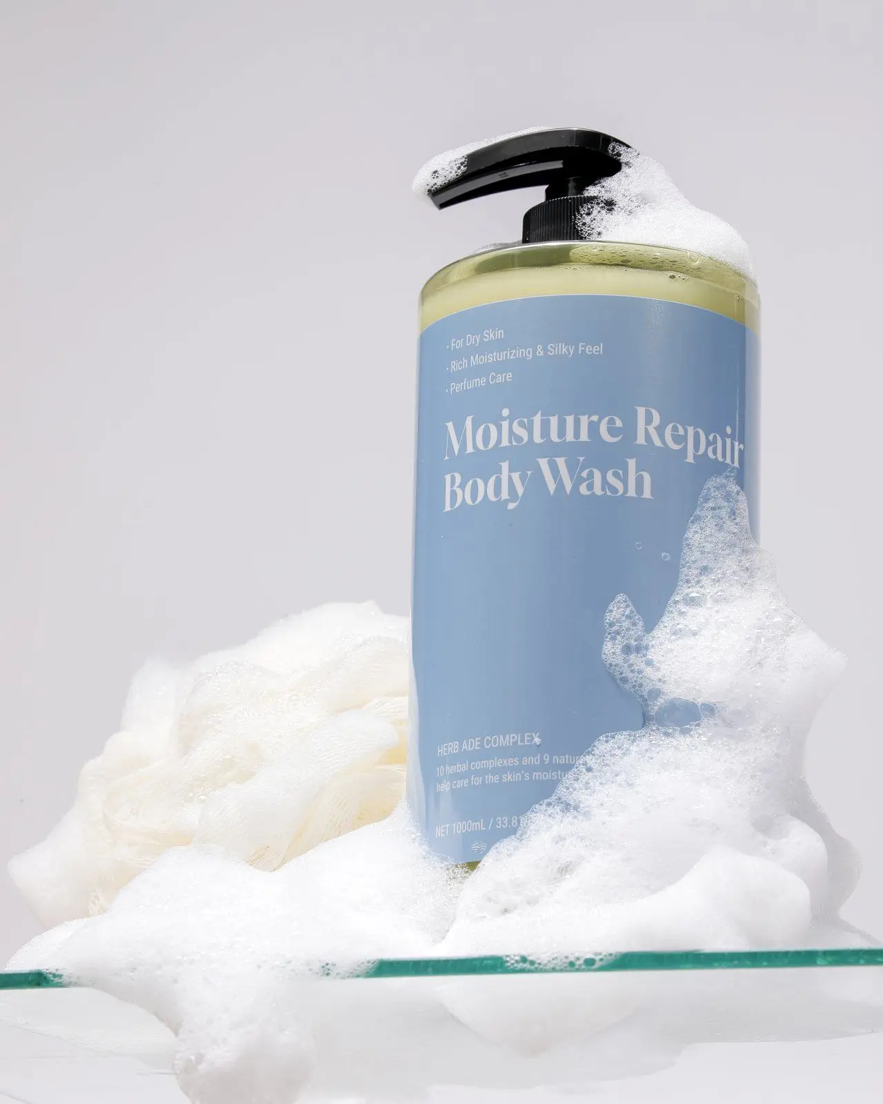 Moisture Repair Body Wash, styled product photograph